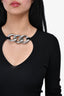 Alexander Wang Black Ribbed Sweater with Silver Chain Detail Size XS