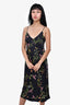 L'Agence Black Floral Printed Silk Slip Dress Size 4