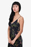 L'Agence Black Floral Printed Silk Slip Dress Size 4