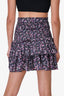 Isabel Marant Etoile Grey & Purple Floral Print Ruffle Skirt Size 36