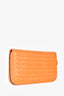 Bottega Veneta Orange Leather Intrecciato Zip Around Long Wallet