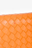 Bottega Veneta Orange Leather Intrecciato Zip Around Long Wallet