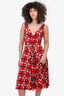 Moschino Cheap & Chic Red Chain Pattern Midi Dress Size 10