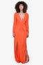 Just Cavalli Orange Stretch Jersey Rhinestone Slit Dress Size 42