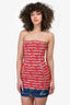 D Squared Red Woven/Denim Strapless Dress Size 38