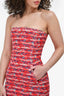 D Squared Red Woven/Denim Strapless Dress Size 38