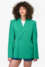 Balenciaga 2019 Green Wool Padded Shoulder Blazer Size 36