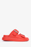 Alexander McQueen Red Rubber Buckle Slides Size 5.5