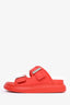 Alexander McQueen Red Rubber Buckle Slides Size 5.5