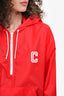 Celine Red Nylon Quarter Zip 'Celine Paris' Logo Windbreaker Size 38