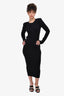 The Attico Black Wool Low Back Belted Midi Dress Size 36