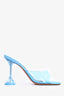 Amina Muaddi Blue Leather/PVC 'Lupita' Heeled Sandals Size 36.5