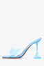 Amina Muaddi Blue Leather/PVC 'Lupita' Heeled Sandals Size 36.5