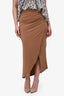 Herve Leger Brown Ruched Midi Skirt Size 6