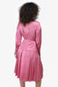 Fendi Pink/Beige Silk Patterned Pleated Midi Dress Size 36