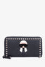 Fendi Black Leather Studded Karlito Continental Wallet