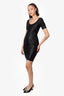 Herve Leger Black Patterned Bodycon Midi Dress Size XS