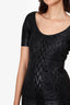 Herve Leger Black Patterned Bodycon Midi Dress Size XS