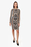 Torn by Ronny Kobo Brown/Black/White Cut-out Bodycon Dress