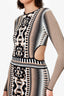 Torn by Ronny Kobo Brown/Black/White Cut-out Bodycon Dress