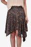 Isabel Marant Navy & Terracotta Printed Asymmetrical Skirt Size 38