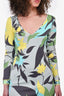 Emilio Pucci Blue/Yellow/Green Printed V-Neck Dress Size 34