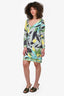 Emilio Pucci Blue/Yellow/Green Printed V-Neck Dress Size 34