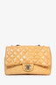 Pre-Loved Chanel™ 2008 Yellow Crinkled Patent Leather Jumbo Flap