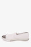 Miu Miu White Leather Metal Point Cap Toe Flats Size 39