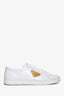 Prada White Leather Yellow Triangle Logo Sneakers Size 36.5 (As Is)