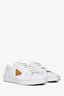 Prada White Leather Yellow Triangle Logo Sneakers Size 36.5 (As Is)