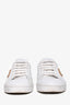 Prada White Leather Yellow Triangle Logo Sneakers Size 36.5 (As Is)