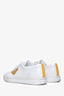 Prada White Leather Yellow Triangle Logo Sneakers Size 36.5 (As Is)