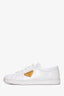 Prada White Leather Yellow Triangle Logo Sneakers Size 36.5 (As Is)