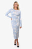 Reformation Blue/White Floral Print Long Sleeve Maxi Dress Size M