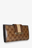 Gucci Brown Coated Canvas GG Supreme Flap Long Wallet