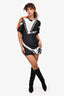 Versace Black/White/Orange Fringe Detailed Dress Size 38