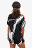 Versace Black/White/Orange Fringe Detailed Dress Size 38