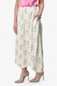 Ganni Yellow Floral Printed Asymmetrical Midi Skirt Size 34