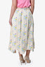 Ganni Yellow Floral Printed Asymmetrical Midi Skirt Size 34