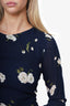 Reformation Navy Blue Floral 3/4 Sleeve Mini Dress Size 4P