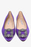 Manolo Blahnik Purple Satin Hangisi Flats Size 36.5