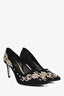 Rene Caovilla Black Gold/Crystal Embellished Heels Size 35.5