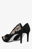 Rene Caovilla Black Gold/Crystal Embellished Heels Size 35.5