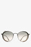 Oliver Peoples x Brunello Cucinelli Gunmetal/Leather Aviator Sunglasses