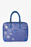 Goyard Vintage Blue Ambassade PM Briefcase With Snowflakes