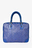 Goyard Vintage Blue Ambassade PM Briefcase With Snowflakes