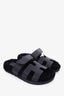 Hermès Black Leather Shearling Chypre Sandals Size 35