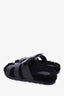 Hermès Black Leather Shearling Chypre Sandals Size 35