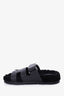 Hermès Black Leather Shearling Chypre Sandals Size 35